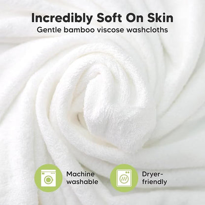 6-Pack Baby Washcloths – Soft Absorbent Viscose from Bamboo Washcloths for Face, Body, Baby Towels for Newborn, Kids, Toddlers, Infant, Gentle on Sensitive Skin, 10x10 Reusable Face Towels (Sky)