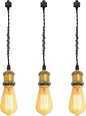 Kiven H-Type Track Lighting Pendants,Vintage Track Lighting Heads Adjustable Height, 3 Light Decorative h Track Pendant Lights, Bulb Not Included,Gold Finish