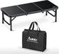 Anbte 3ft Low Folding Picnic Table, 10.3" Height Thicker Aluminum Small Camping Table with Storage Bag, Portable Handle, Lightweight, for Camping Beach Party Picnic Floor, 34.2" x 15.7", Black