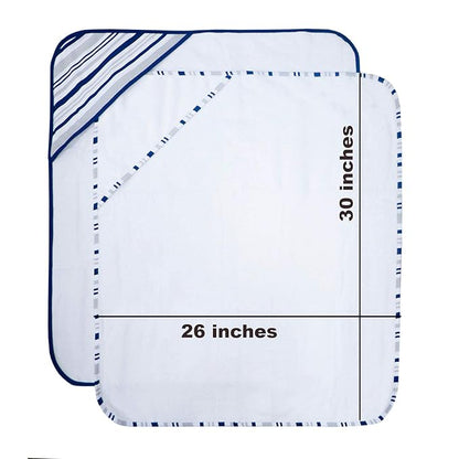 2 pack Baby Hooded Towel Set - Blue Trim
