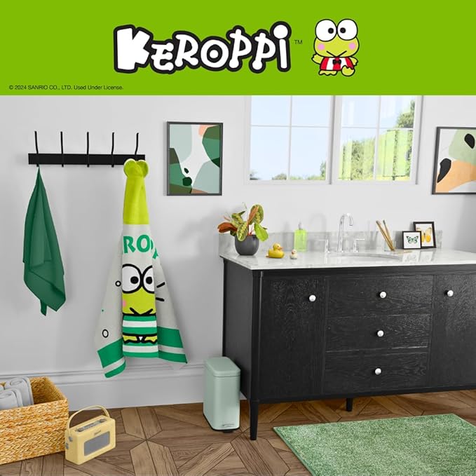 Sanrio Keroppi Kids Super Soft Bath/Pool/Beach Soft Cotton Terry Hooded Towel Wrap, 24 in x 50 in, (Officially Licensed Product) by Franco