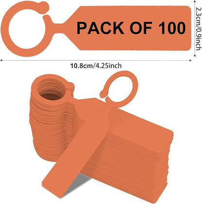 Plant Labels Yuanling 100Pcs Plastic Waterproof Plant Tree Tags Nursery Garden Markers for Indoor Outdoor Gardening Plants Vegetables Flowers Potted (Orange Color with 1 Marker Pen)