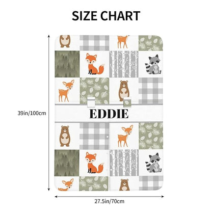 Personalized Baby Car Seat Canopy for Babies, Custom Name Car Seat Covers for Boys and Girls, Opening Minky Nursing Breastfeeding Cover for Infant, Carseat Canopies for Newborn (Woodland Animals)