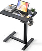Electric Adjustable Height Standing Desk - Small Sit Stand Portable Rolling Laptop Table with Hidden Wheels, Small Computer Workstation for Bedside & Home Office Use (24"x16", Black)