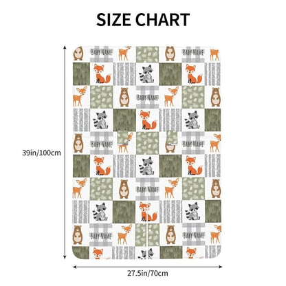 Personalized Woodland Animals Baby Car Seat Canopy for Babies with Name, Custom Stroller Car Seat Covers for Girls Boy, Minky Nursing Carseat Cover for Breastfeeding, Car Seat Canopies for Newborn