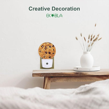 EKOBLA Cookie Plug-in Night Light, Chocolate Chip Cookie LED Nightlight for Kids, 0.5W Sleep Friendly for Stairway & Bedroom