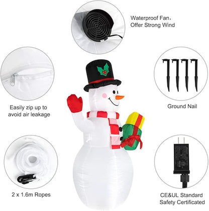5 Ft Inflatable Snowman Christmas Outdoor Decoration Blow Up Snowman with Upgrade Rotating LED Lights for Holiday/Party/Xmas/Yard/Garden Decorations