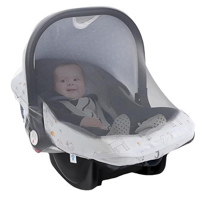 Baby Car Seat Cover, Infant Carrier Canopy for Boys Girls with Two Way Zipper Windproof 3 Modes with Extra Large Mesh Window for Stroller Car Seat (Style 2)
