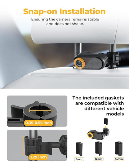 Luckview BM2A Baby Car Camera, Night Vision & 5.2" 1080P Display for Rear-Facing Car Seats, Easy No-Damage Install, Patented Anti-Shake Mount – Ideal for Parents and Pet Owners