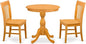 East West Furniture ESNF3-OAK-W 3 Piece Dining Set Contains a Round Dining Table with Pedestal and 2 Kitchen Chairs, 30x30 Inch, Oak