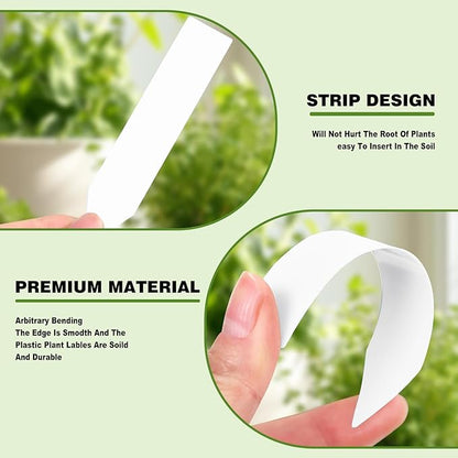 Plant Labels 200 Pcs Yuanling for Seeding Plastic Waterproof Plant Name Tags Garden Labels Marker Garden Pots Stakes for Outdoor Potted Plants Belt Permanent Marking Pen (White)