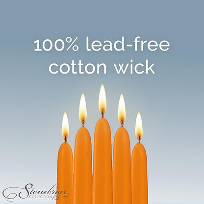Stonebriar Unscented Taper Candles – 7 Hour Burn Time, Long-Lasting Wax Candles for Weddings, Holidays, Home Décor & Special Events, Pack of 4, Orange, 10"