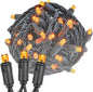 Novelty Lights 25ft Christmas String Lights, 50 Amber/Orange LED Bulbs on Black Wire, 6" Spacing, Connectable Indoor Outdoor Commercial Grade Lighting for Holidays Patio Weddings