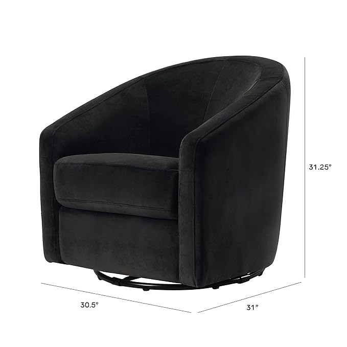 babyletto Madison Swivel Glider in Black Velvet, Greenguard Gold and CertiPUR-US Certified, 61.6 lb