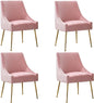 Velvet Dining Chairs, Furniture Collection Modern Contemporary Upholstered with Polished Gold Metal Legs, Set of 4(Pink)