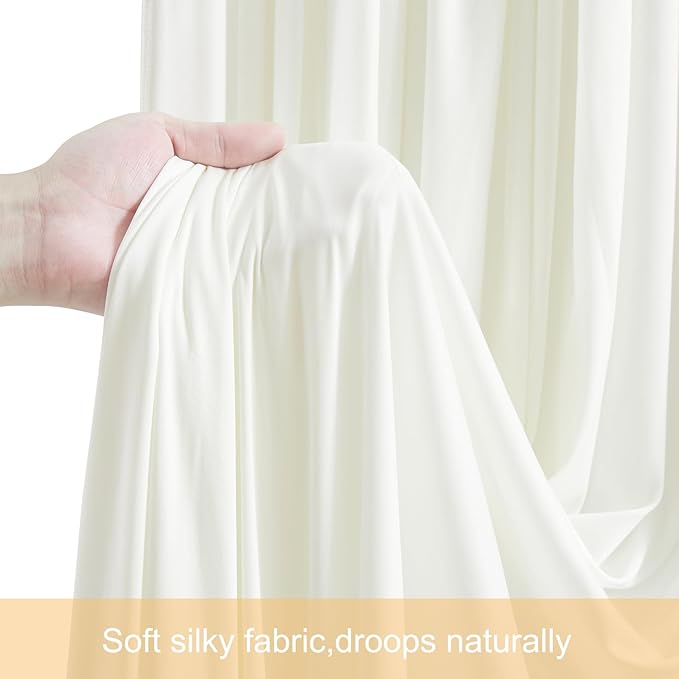 4 Panels Ivory Backdrop Curtains for Wedding Party Wrinkle Free Backdrops Curtain Drapes Fabric Decorations Photo Back Drop Cloth for Baby Shower Photography Stage Reception 20ft(W) x 12ft(H)