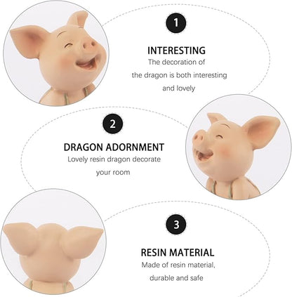 Mini Pig Figurine, Resin Home Decor, Lucky Animal Garden Statue for Micro Landscape
