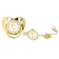 Golden Letter Personalized Baby Pacifier with Bling Design, Clips, Anti-Dust Cover for Newborn Photography, White