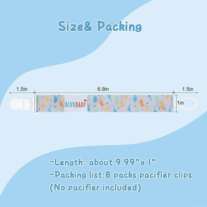 ALVABABY Pacifier Clips 10 Pack Pacifier Binky Paci Holder Leashes for Teethers 10DP01A