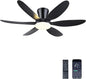 GJeg Ceiling Fans with Lights,42" Low Profile Ceiling Fan with Light and Remote Control,Flush Mount, Reversible, Dimmable, Noiseless, Black Ceiling Fan for Bedroom