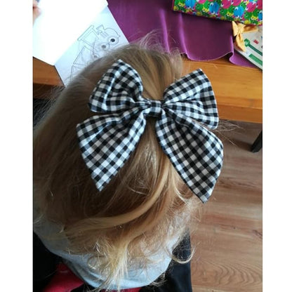 4 PCS Sailor Bow Hair Clips for Kids Girls Women Linen cotton Hair Bow Alligator Clips Baby Toddler Girl Mom Hair Accessories (Leopard/Beige)