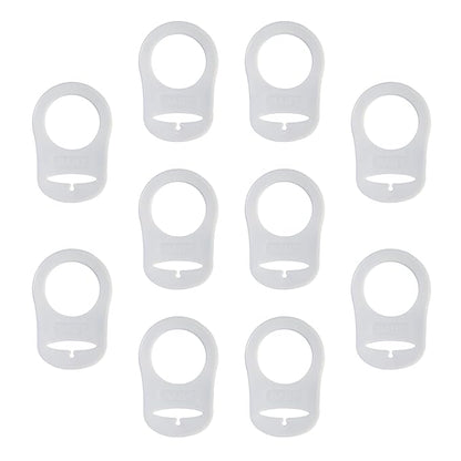 10 Pack Clean Pacifier Clip Silicone Adapter Holder Rings for Pacifier (Food Grade, Clear)