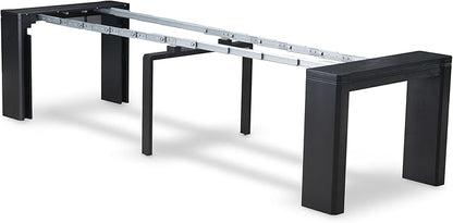 X07SI-B06-48 - 9-piece Dining Room Table Set a Rectangular Kitchen Table and a wooden Bench and 7 coffee Linen Fabric Dining Chair, 39x120 Inch, Wire Brushed Black
