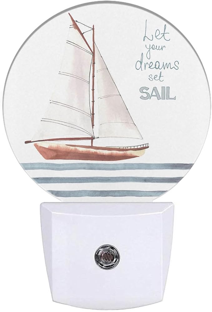 Boat Night Light Let Your Dreams Set Sail Sea Nautical Night Lights Plug into Wall 0.5W LED Lighting Auto on/Off for Hallway Stairway Kitchen Boys Girls Bedroom