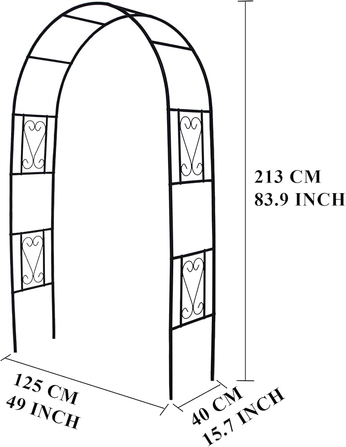 Iron Pergola Arbor Practical, Garden Arbor Arch, Metal Trellis Archway for Climbing Plants Rose Grape Vines, Pergola Decoration for Backyard Patio Lawn Pathway 7 Ft High x 4.1 Ft Wide