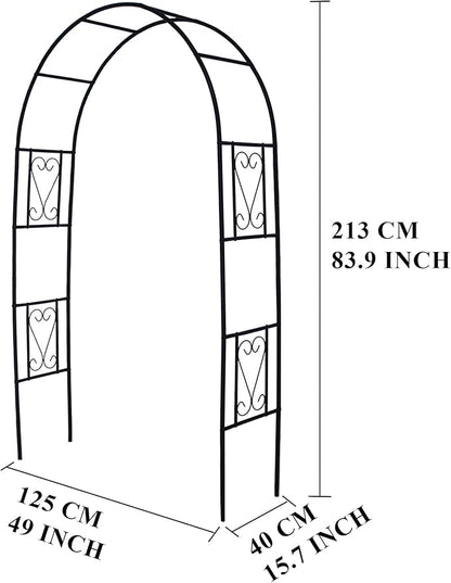 Iron Pergola Arbor Practical, Garden Arbor Arch, Metal Trellis Archway for Climbing Plants Rose Grape Vines, Pergola Decoration for Backyard Patio Lawn Pathway 7 Ft High x 4.1 Ft Wide