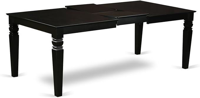 East West Furniture LGBA5-BLK-05 5 Piece Dinette Set Includes a Rectangle Dining Table with Butterfly Leaf and 4 Grey Linen Fabric Parson Dining Room Chairs, 42x84 Inch, Black