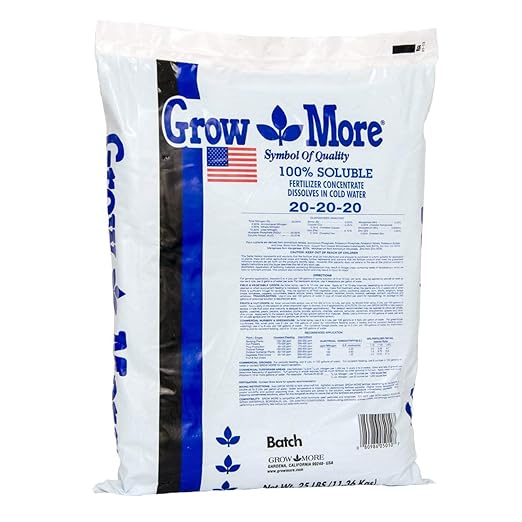 Grow More 20-20-20 Water Soluble Fertilizer - 25lb Bag of All Purpose Fertilizer for Exceptional Crop Yields - All Purpose Plant Food for Vegetables, Flowers, Trees, Shrubs, and Houseplants