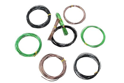 9 Rolls Bonsai Wires, Anodized Aluminum Bonsai Training Wire with 3 Colors (Black, Brown, Green) and 3 Sizes (1.0 mm, 1.5 mm, 2.0 mm), Total 147 Feet