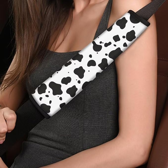 Car Seat Straps Shoulder Pads for Women Men, Cow Universal Fit Seat Belt Covers for All Car Seats/Pushchair/Stroller, 2 Piece