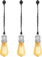 Kiven H-Type Track Lighting Pendants,Vintage Track Lighting Heads Adjustable Height, 3 Light Decorative h Track Pendant Lights, Bulb Not Included,Chrome Finish