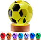 Soccer Crystal Ball Lamp,3.15 inch 3D K9 Crystal Ball Night Light with Wooden Base,Soccer Lamp Gift for Fans,Football Night Light,16 Colors Change with Remote Control (H)