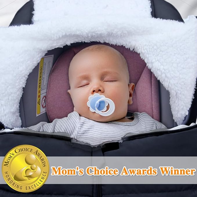 Mom's Choice Awards Winner-TSAYAWA Winter Baby Infant Car Seat Cover-Keep Babies Warm Carseat Bunting Bag/Blanket for Newborn-Cold Weather Insulated Windproof Carrier Canopy for Travel (Black)