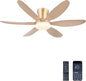 GJeg Ceiling Fans with Lights,42" Low Profile Ceiling Fan with Light and Remote Control,Flush Mount, Reversible, Dimmable, Noiseless,Gold Ceiling Fan for Bedroom