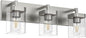 3-Light Bathroom Light Fixtures, Brushed Nickel Vanity Lights for Bathroom, Kitchen, Living Room, Modern Bathroom Vanity Lights with Clear Glass Shades