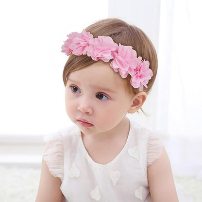 Fmeida Baby Girls Headbands for 4-24M | Soft Flower Crown (Fits 14.96"-18.89" Head)