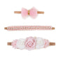 cherrboll Baby Girl Nylon Headbands, 3Pcs Handmade Floral Hair Bows, Stretchy Flower Hairbands for Newborns Infants Toddlers
