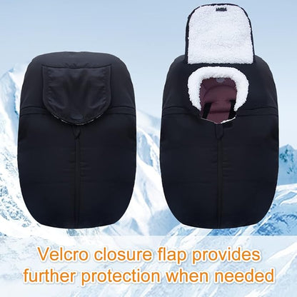 Mom's Choice Awards Winner-TSAYAWA Winter Baby Infant Car Seat Cover-Keep Babies Warm Carseat Bunting Bag/Blanket for Newborn-Cold Weather Insulated Windproof Carrier Canopy for Travel (Black)
