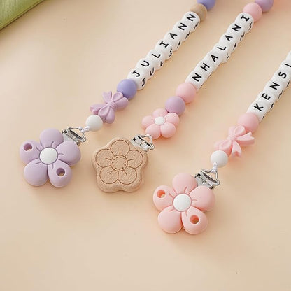 Personalized Baby Pacifier Clip with Name, Customized Name Silicone Holder Clip for Boy Girl