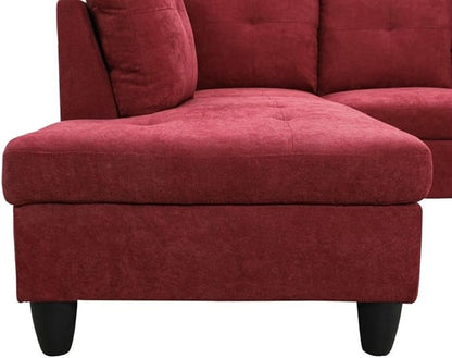 Red L-Shaped 3-Piece Flannel Sofa with Storage Ottoman Set, Sectional Couch Sofa Set for Living Room, Office, Small Space
