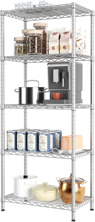 SINGAYE 5 Tier Storage Garage Shelving Units Heavy Duty Wire Shelves Pantry Metal for Pantry Closet Kitchen Laundry Bathroom Organizers Shelf Home Shorage Gray