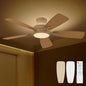 TALOYA Ceiling Fans with Lights and Remote, 46 Inch Low Profile Ceiling Fan with Light, Flush Mount, Reversible, 3CCT, Dimmable White Modern Ceiling Fan for Bedroom, Living Room, Outdoor Patio