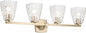 Kichler Marant 4-Light Bathroom Vanity Light Fixture with Clear Water Glass in Champagne Bronze for Over Mirror, Modern Wall Mount Lighting (33.25" x 9.5" x 6.75"), 55217CPZWTR