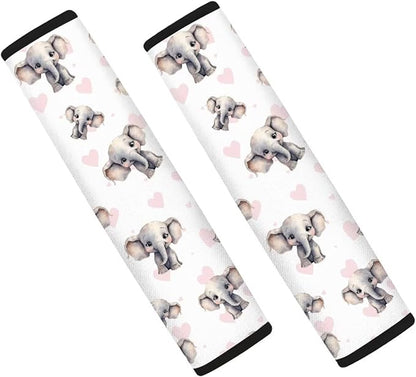 Car Seat Shoulder Strap Pads Seat Belt Pad Pink Seatbelt Covers Elephant Seat Belt Cover Pads Shoulder Pads for Straps Seat Belt Cushion for Kids Car Seat Pads for Straps Seatbelt Pad