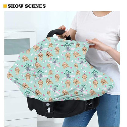 Forchrinse Heart Love Car Seat Canopy for Babies Soft and Stretchy Infant Carseat Canopy Nursing Breastfeeding Cover Shopping Cart/High Chair/Stroller Cover