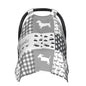 Personalized Cute Dog Plaid Baby Infant Car Seats Canopy for Babies with Name, Custom Multi-use Blankets for Baby Boys Girls, Peekaboo Minky Nursing Breastfeeding Stroller Cover Canopies for Newborn